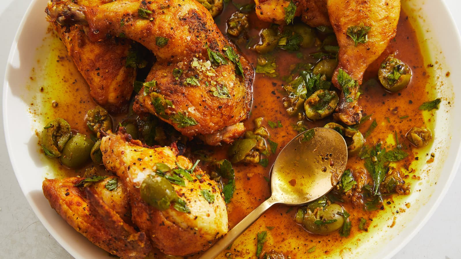 Vinegar Chicken with Crushed Olive Dressing