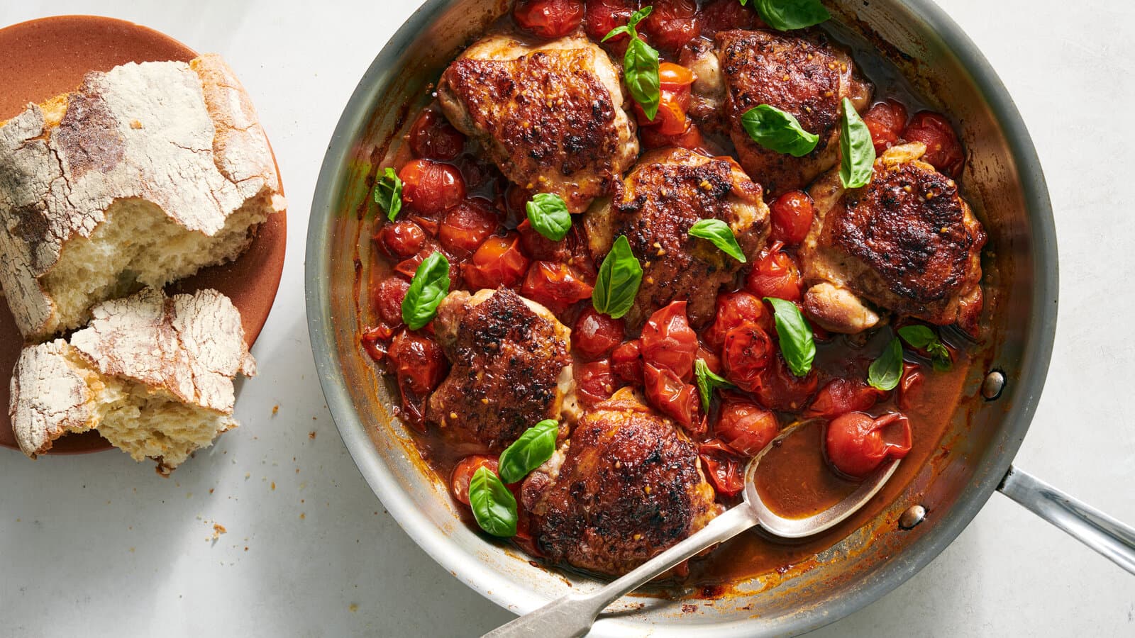 Balsamic Chicken Thighs with Burst Tomatoes